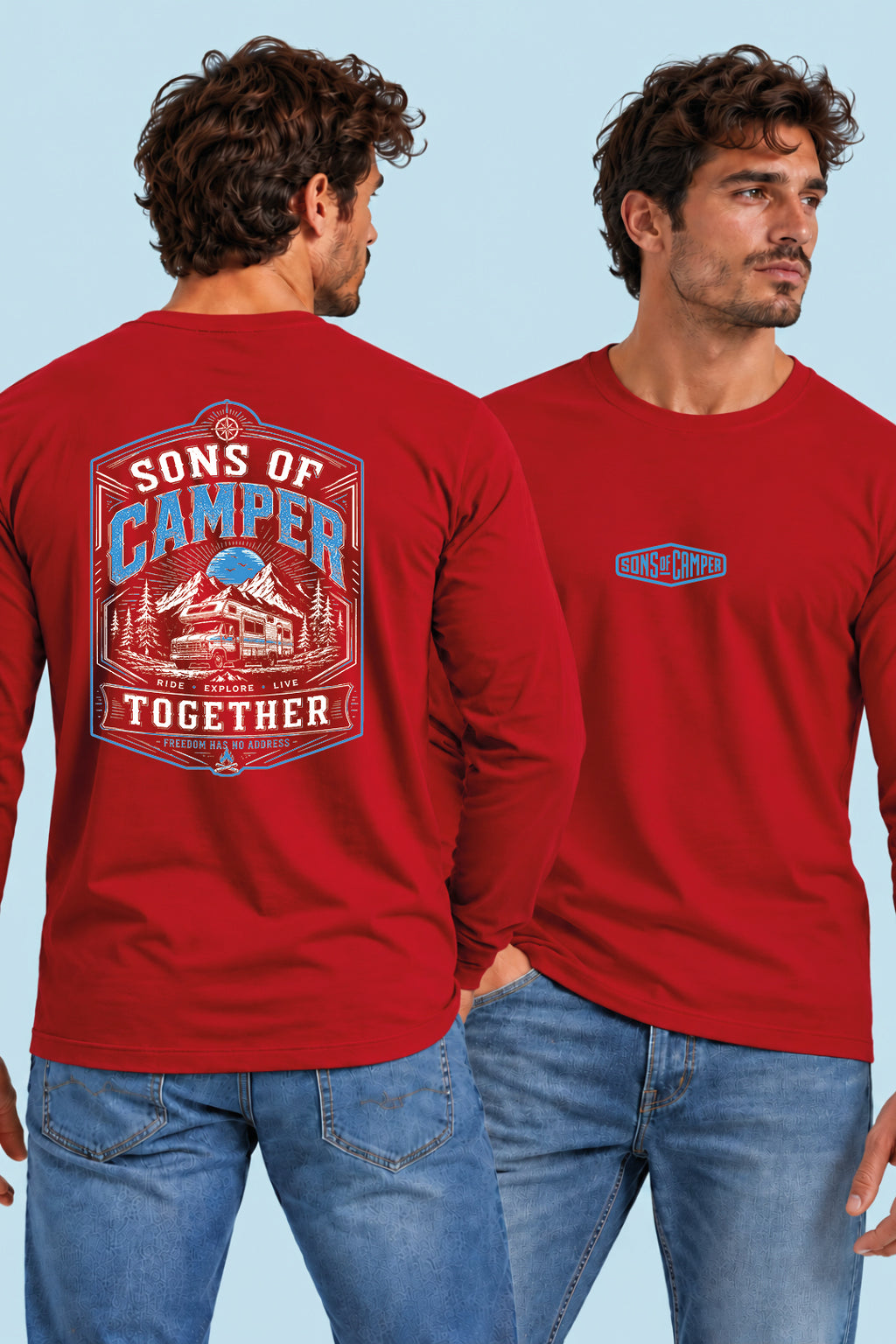 Camiseta manga larga Together Sons of Camper color Rojo, vista hombre
