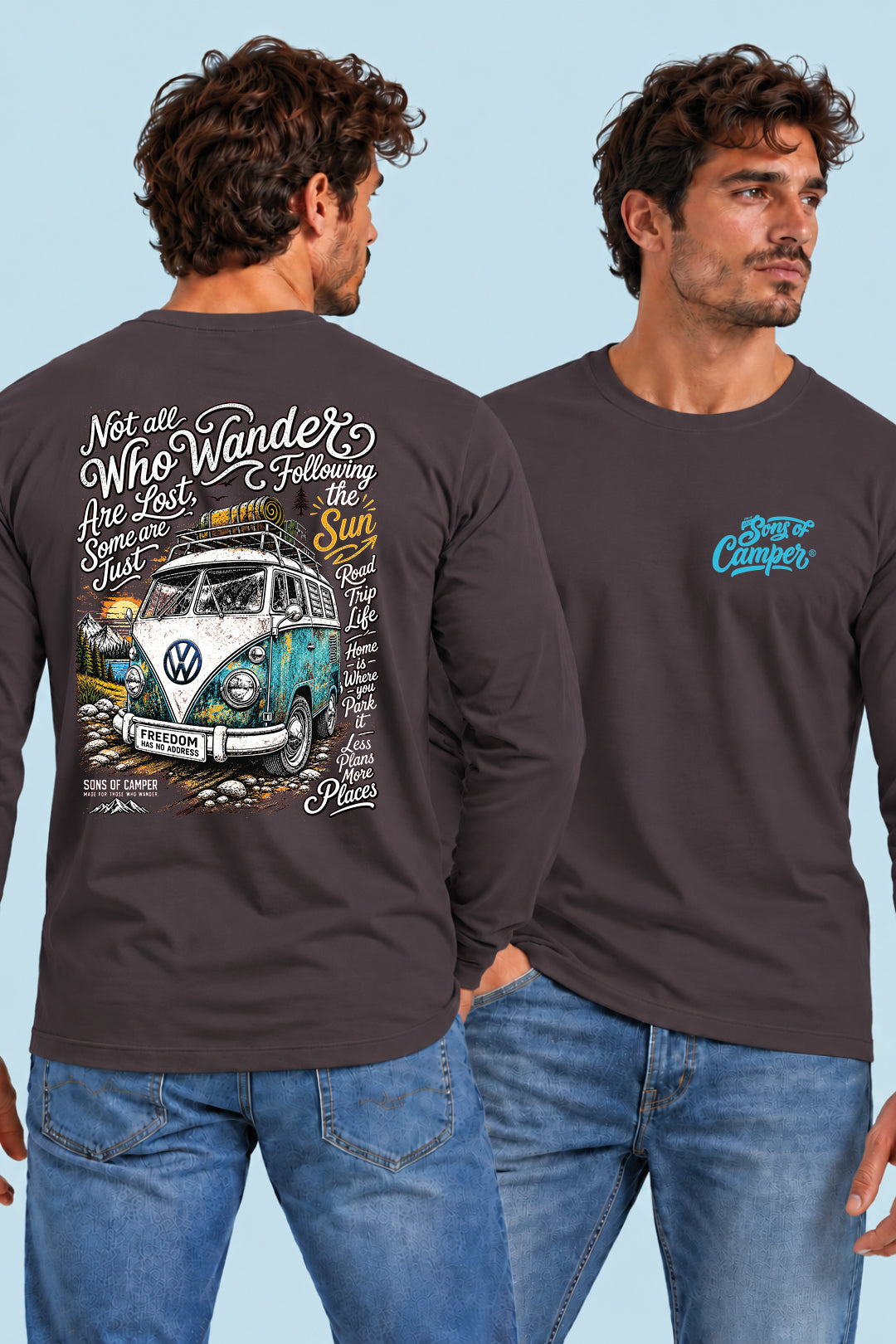 Camiseta manga larga Wander Sons of Camper color Antracita, vista hombre
