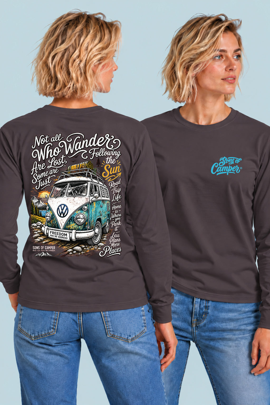 Camiseta manga larga Wander Sons of Camper color Antracita, vista mujer