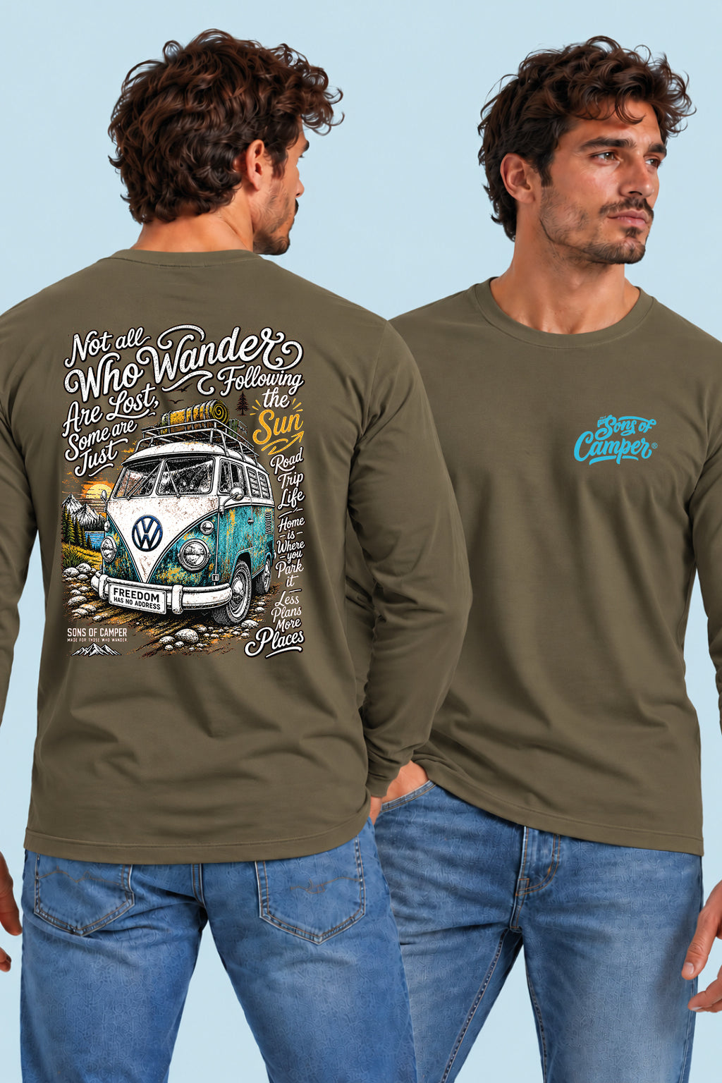 Camiseta manga larga Wander Sons of Camper color Caqui, vista hombre