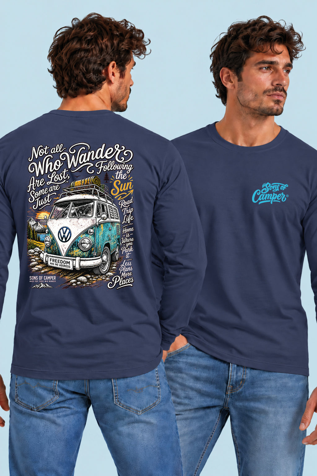 Camiseta manga larga Wander Sons of Camper color Navy, vista hombre