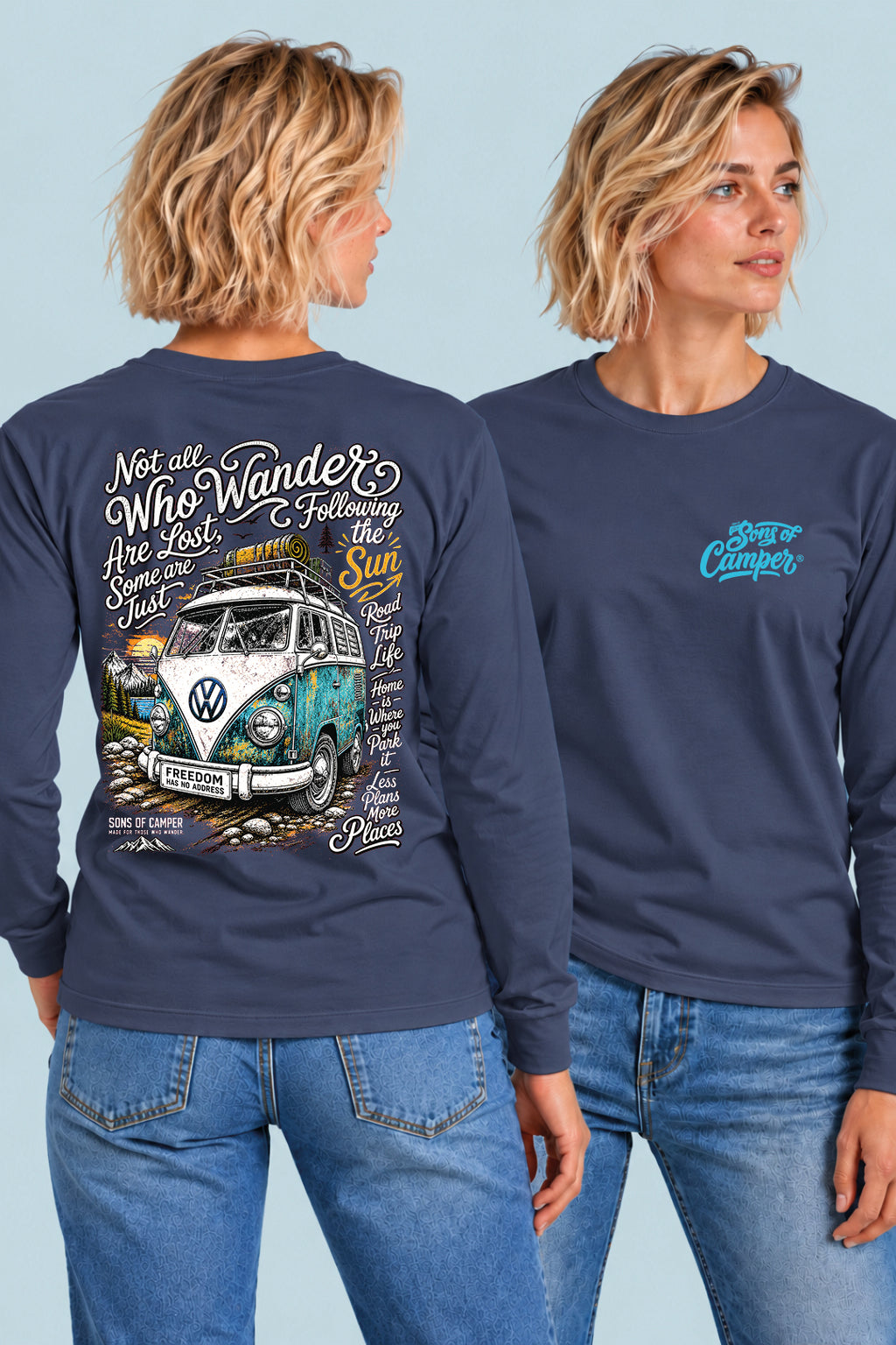 Camiseta manga larga Wander Sons of Camper color Navy, vista mujer