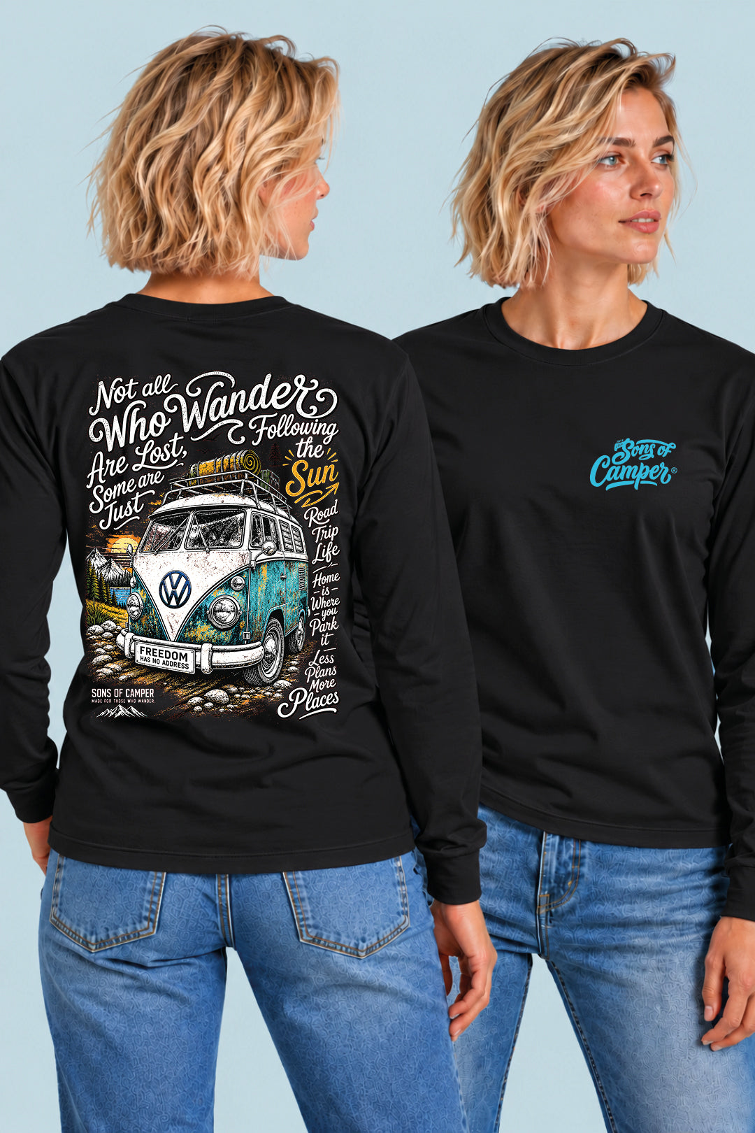 Camiseta manga larga Wander Sons of Camper color Negro, vista mujer