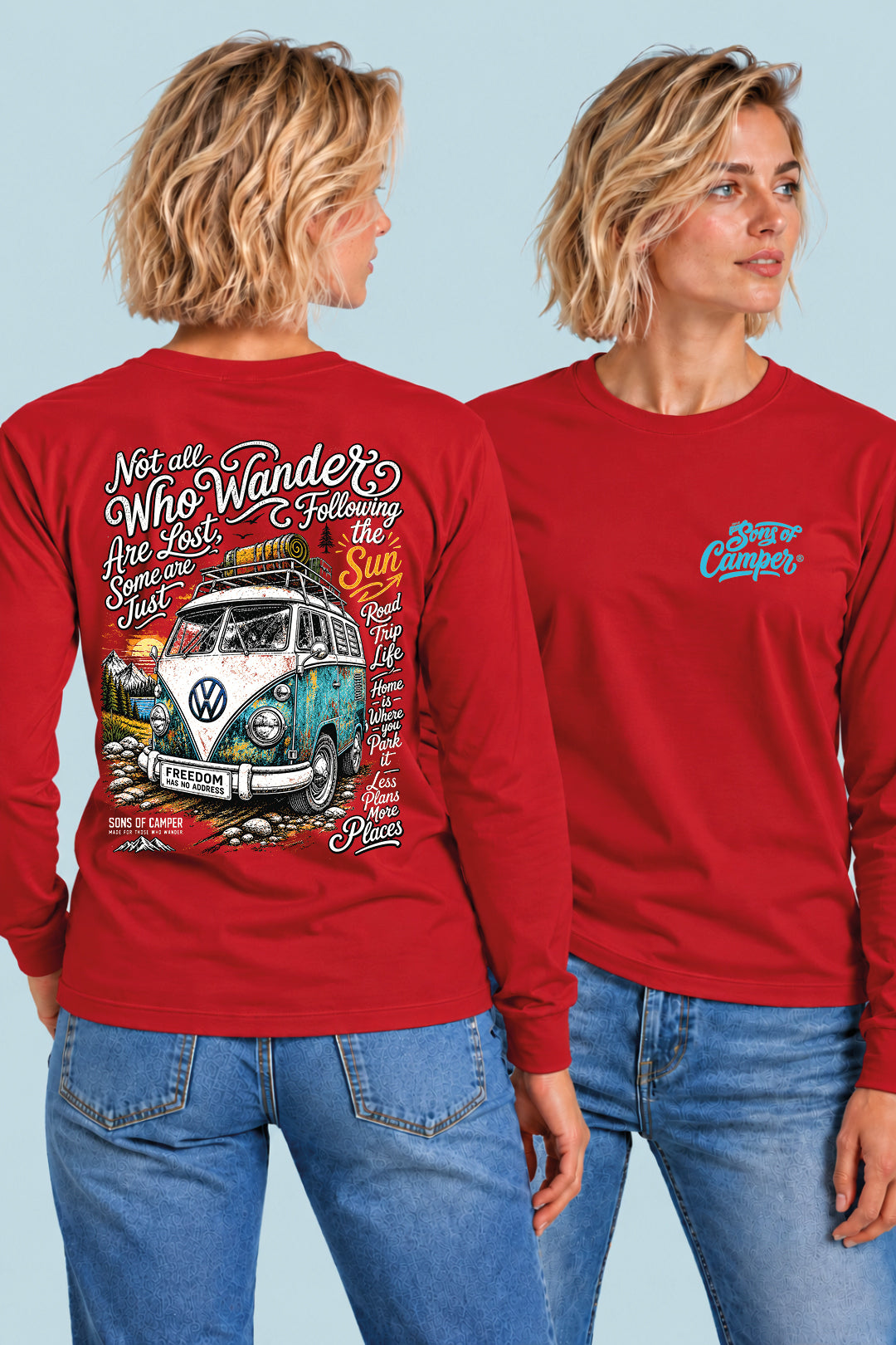 Camiseta manga larga Wander Sons of Camper color Rojo, vista mujer