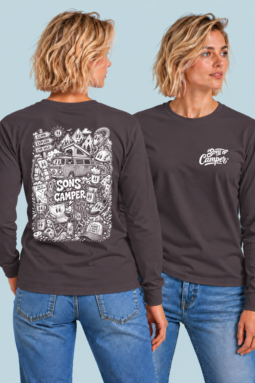 Camiseta manga larga Wild Sons of Camper color Antracita, vista mujer