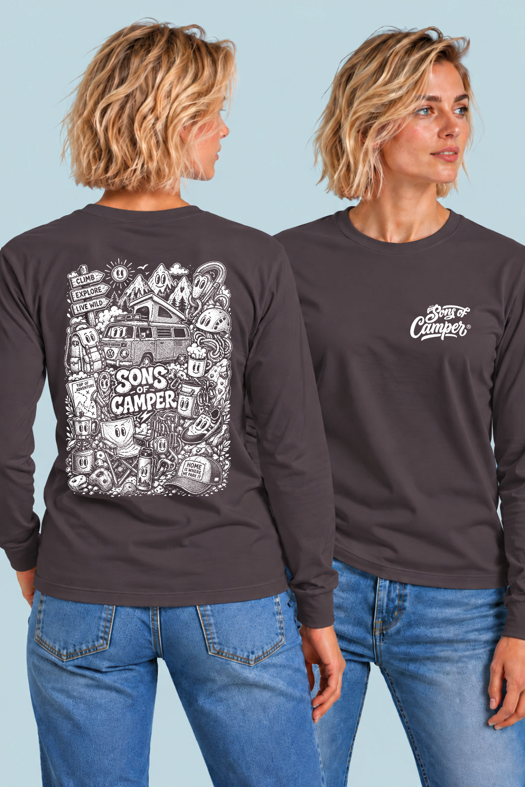 Camiseta manga larga Wild Sons of Camper color Antracita, vista mujer