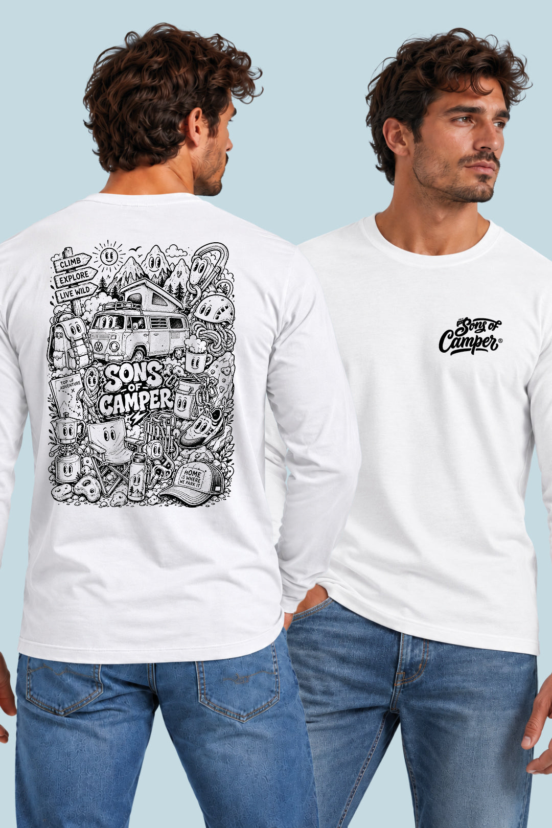 Camiseta manga larga Wild Sons of Camper color Blanco, vista hombre