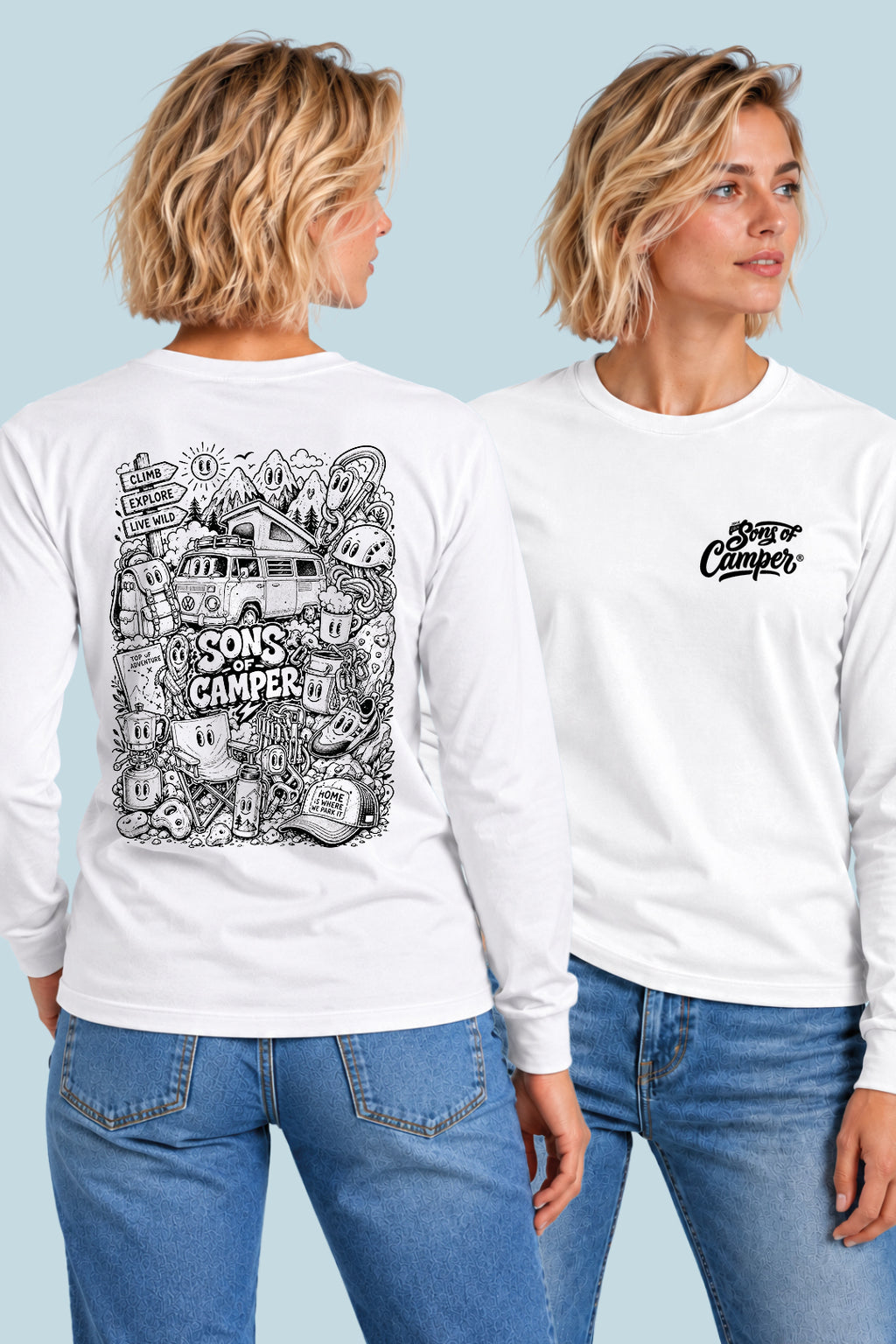 Camiseta manga larga Wild Sons of Camper color Blanco, vista mujer
