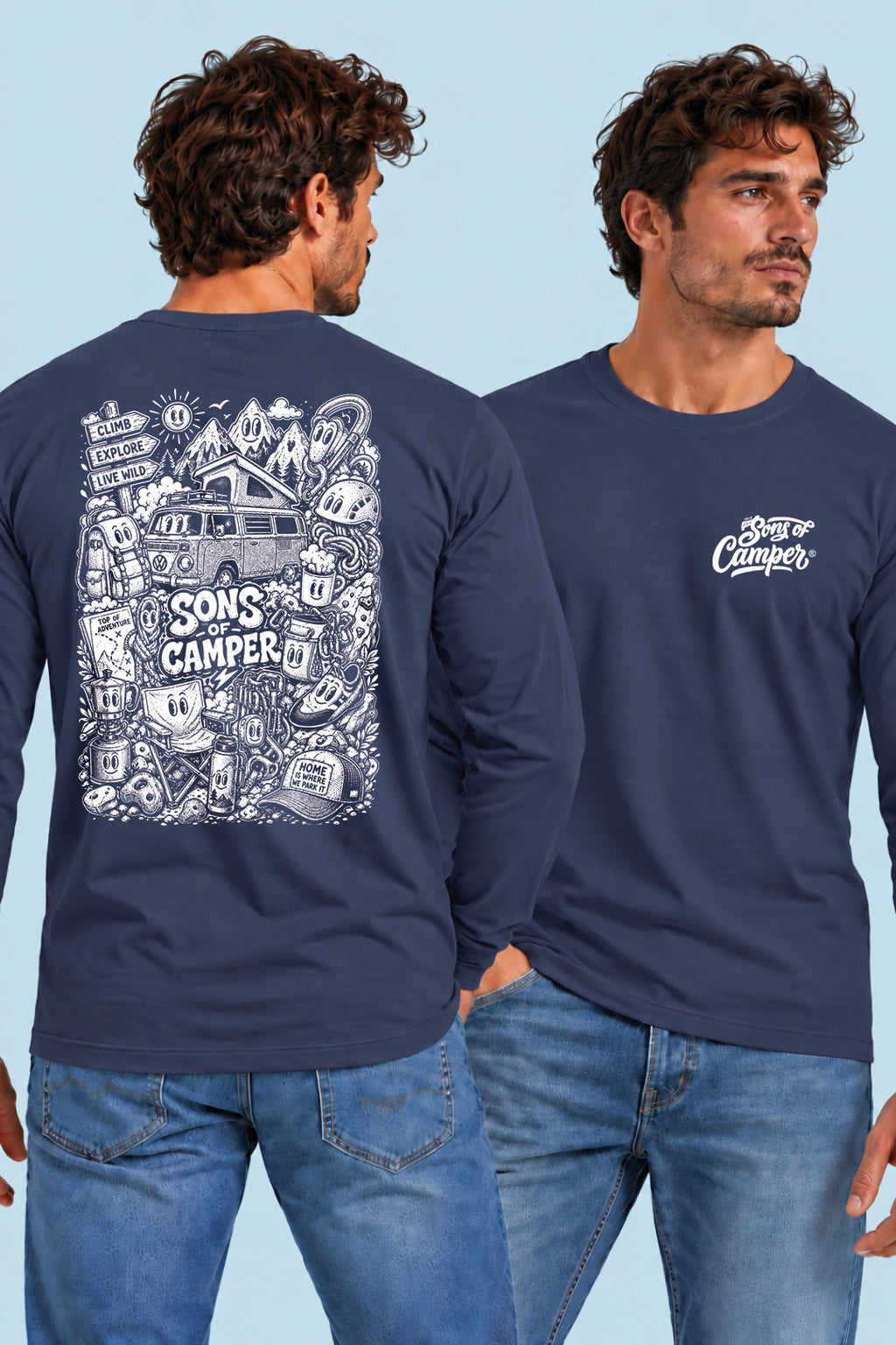 Camiseta manga larga Wild Sons of Camper color Navy, vista hombre