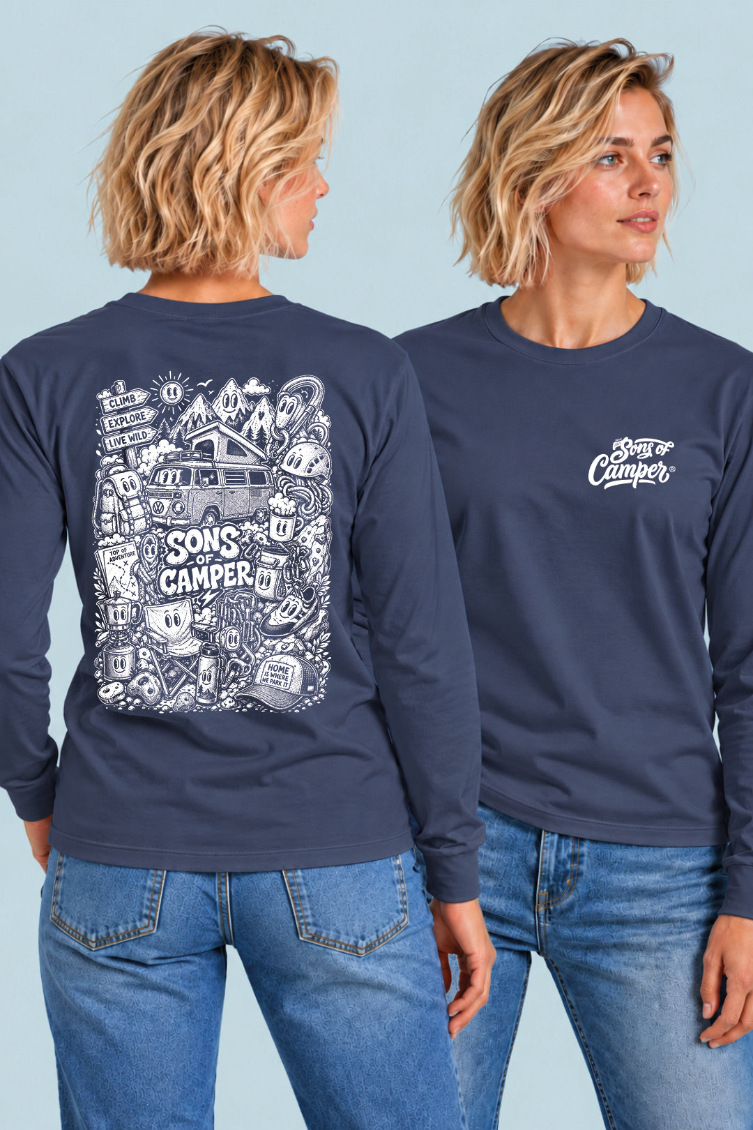 Camiseta manga larga Wild Sons of Camper color Navy, vista mujer