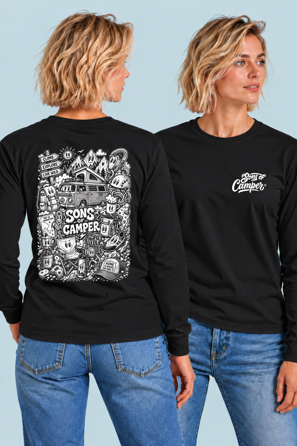 Camiseta manga larga Wild Sons of Camper color Negro, vista mujer