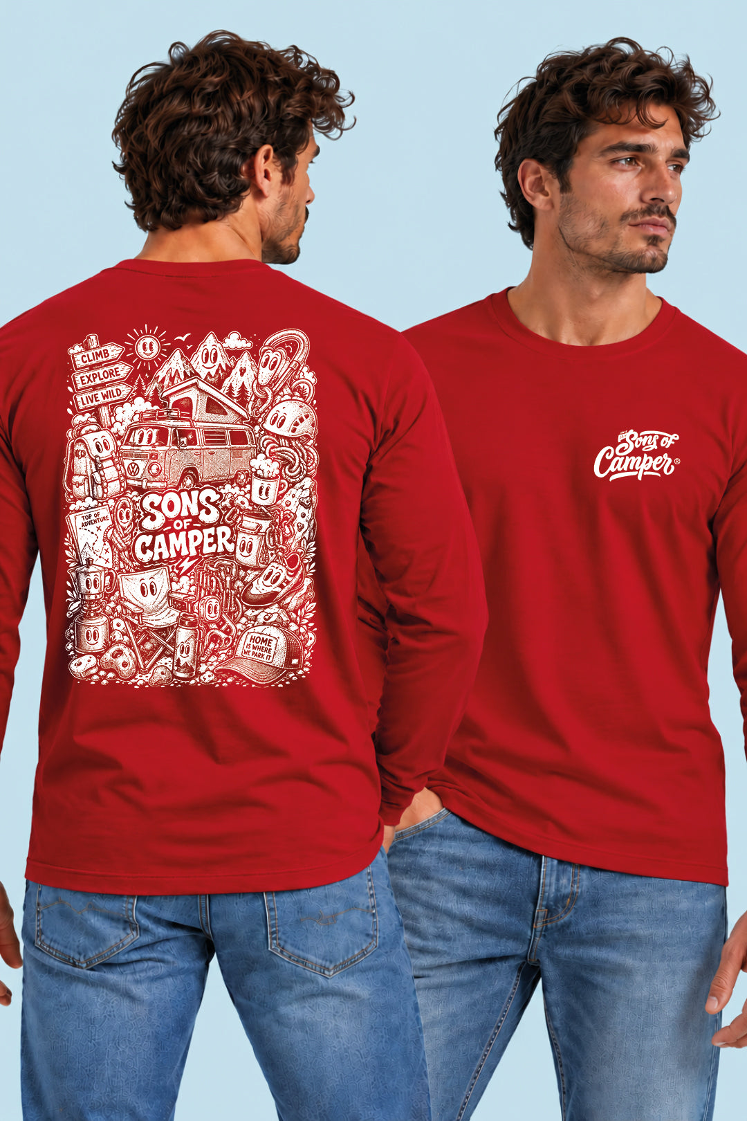 Camiseta manga larga Wild Sons of Camper color Rojo, vista hombre