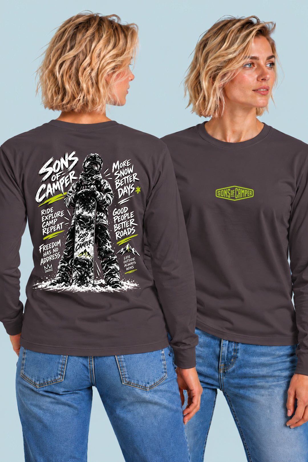 Camiseta manga larga Zermatt Sons of Camper color Antracita, vista mujer