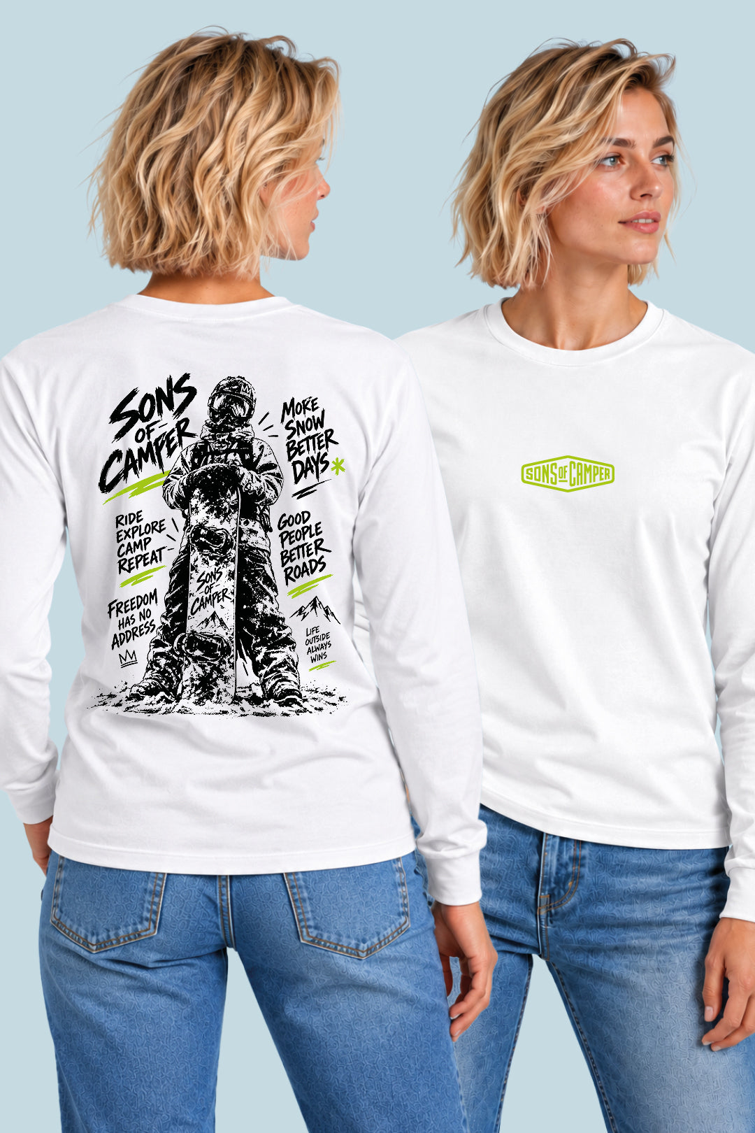 Camiseta manga larga Zermatt Sons of Camper color Blanco, vista mujer