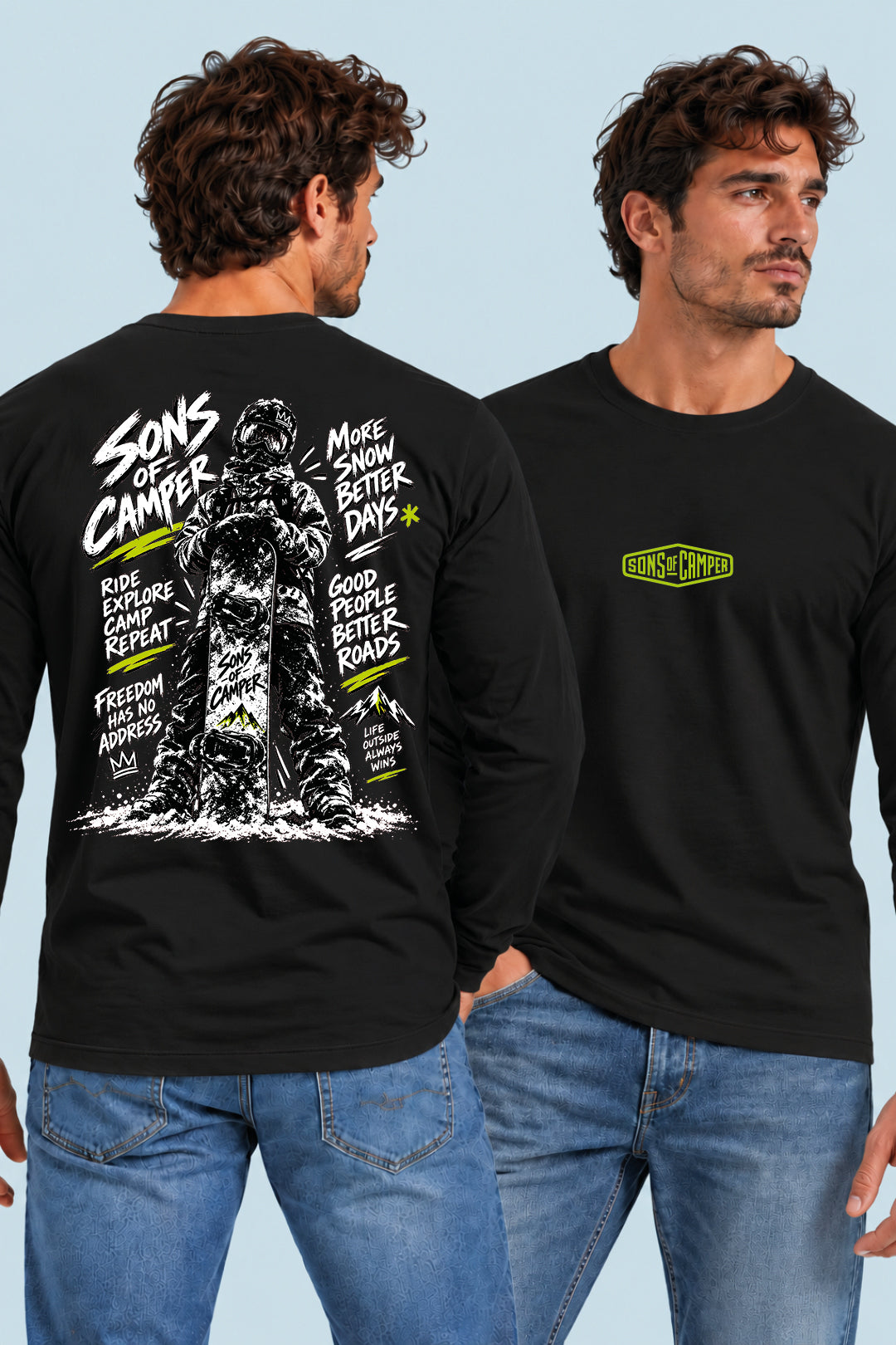 Camiseta manga larga Zermatt Sons of Camper color Negro, vista hombre