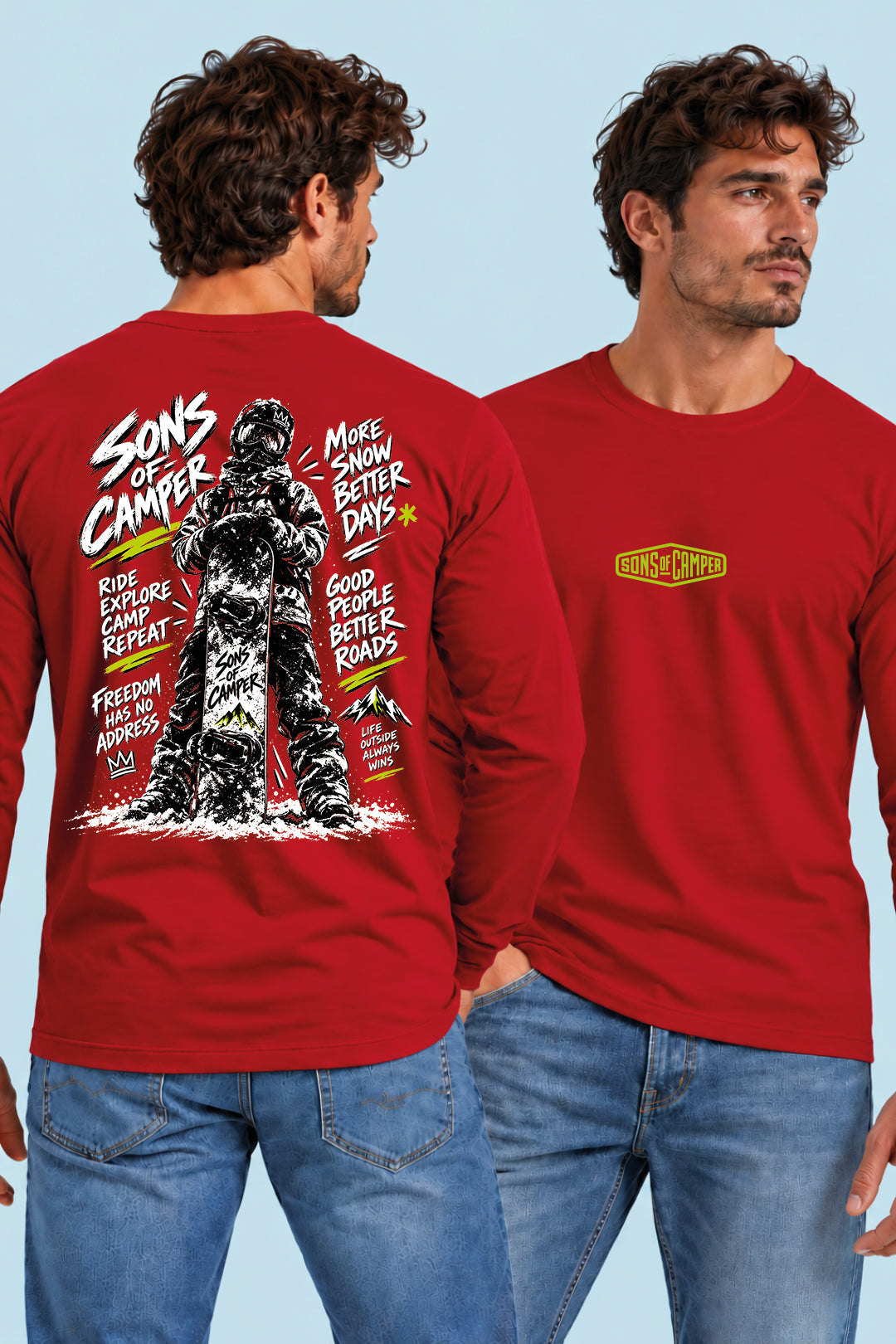 Camiseta manga larga Zermatt Sons of Camper color Rojo, vista hombre