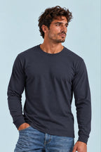 Camiseta manga larga sin estampar, color Navy, vista delantera