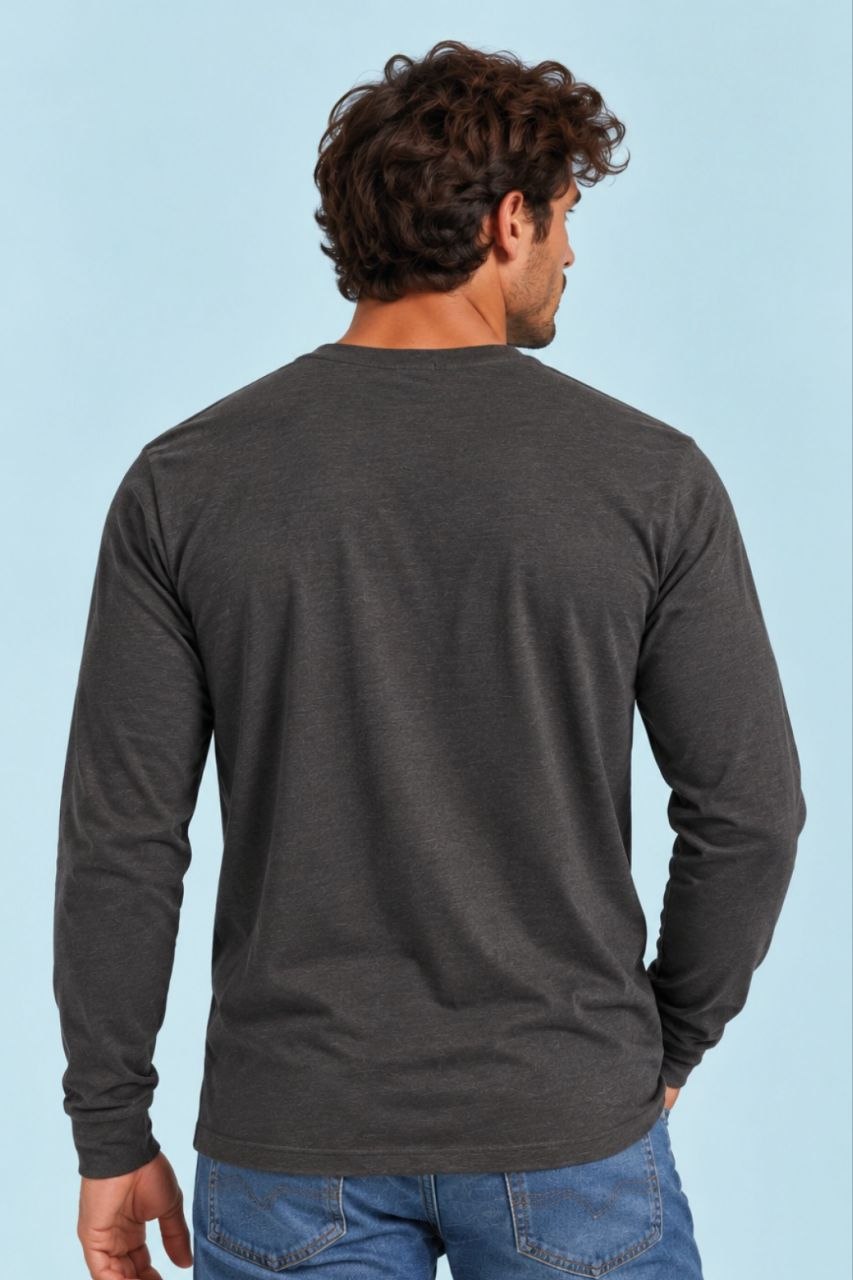 Camiseta manga larga sin estampar, color Antracita, vista trasera