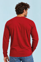 Camiseta manga larga sin estampar, color Rojo, vista trasera