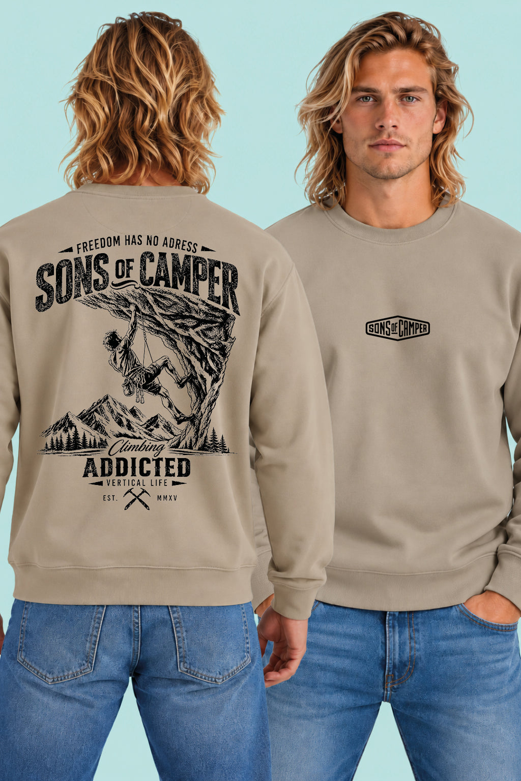 Sudadera Addicted Sons of Camper color Arena, vista hombre