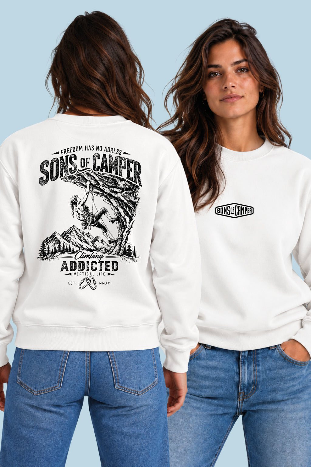 Sudadera Addicted Sons of Camper color Blanco, vista mujer