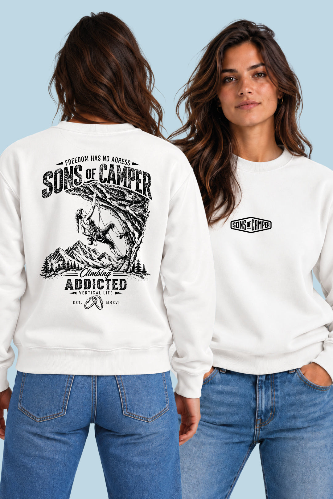 Sudadera Addicted Sons of Camper color Blanco, vista mujer