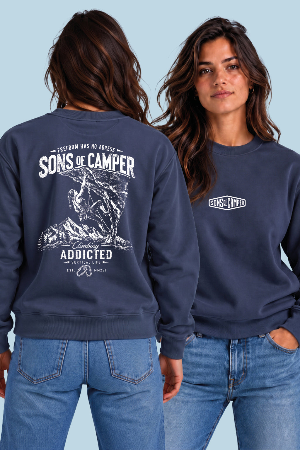 Sudadera Addicted Sons of Camper color Navy, vista mujer