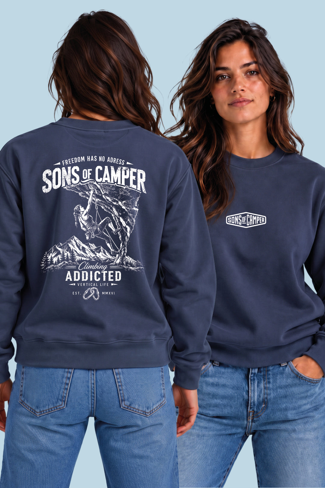 Sudadera Addicted Sons of Camper color Navy, vista mujer