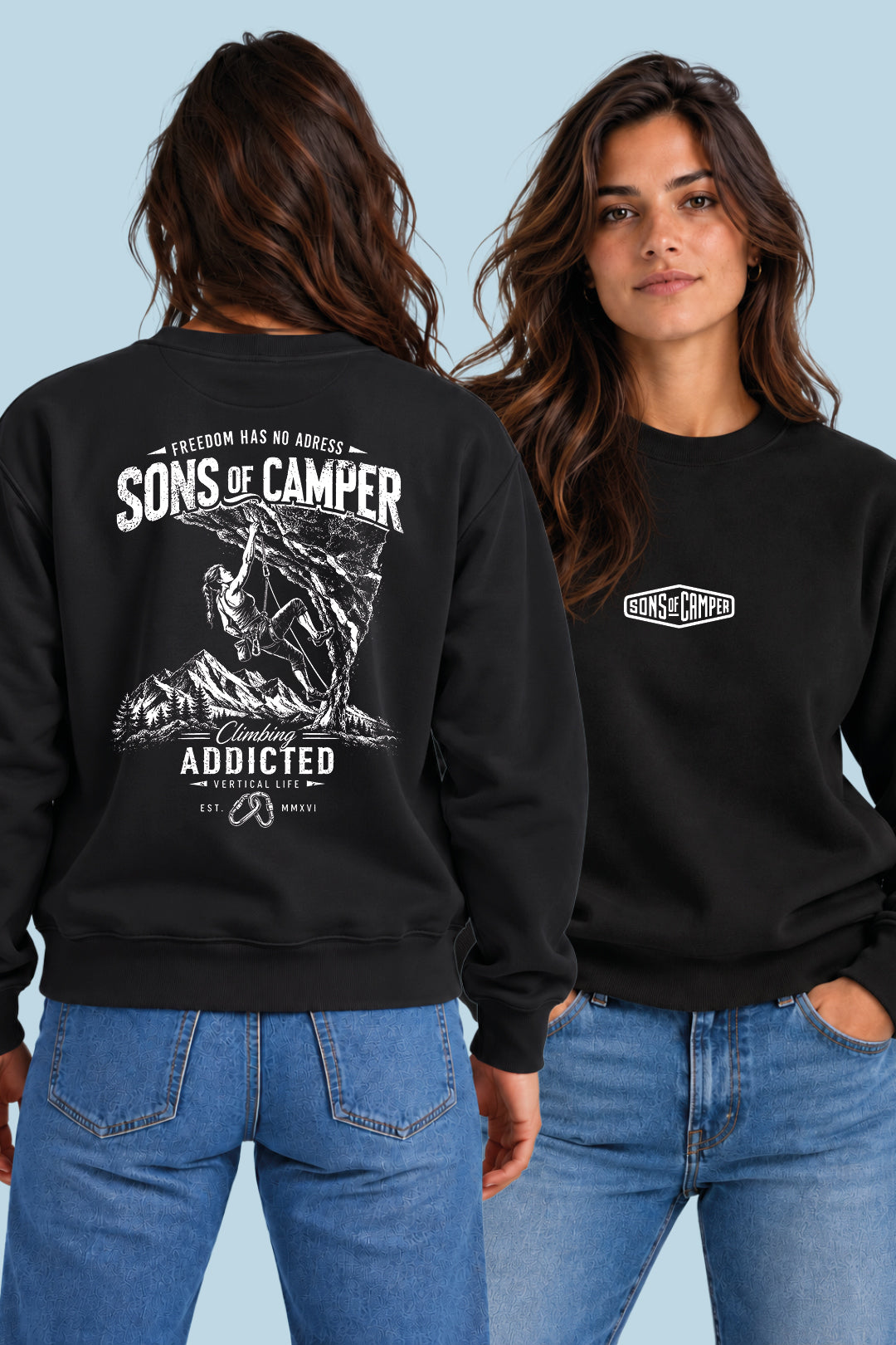 Sudadera Addicted Sons of Camper color Negro, vista mujer