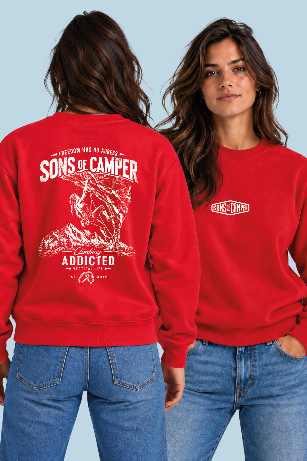 Sudadera Addicted Sons of Camper color Rojo, vista mujer