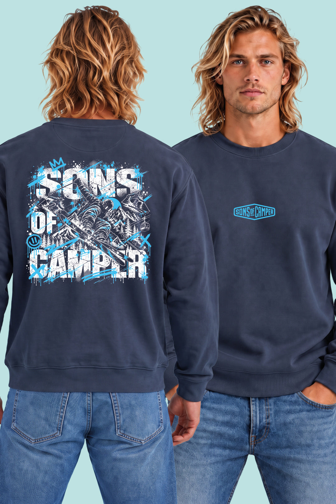 Sudadera Baqueira Sons of Camper color Navy, vista hombre
