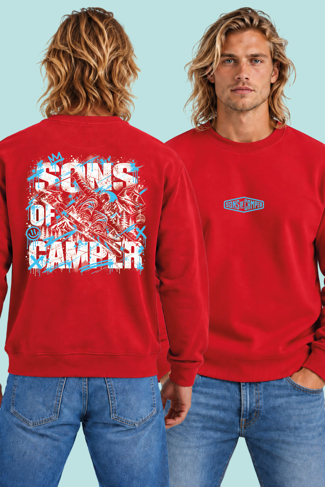 Sudadera Baqueira Sons of Camper color Rojo, vista hombre