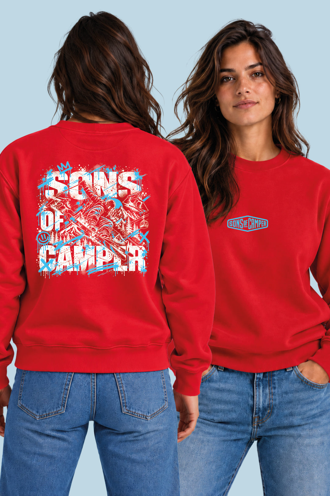 Sudadera Baqueira Sons of Camper color Rojo, vista mujer