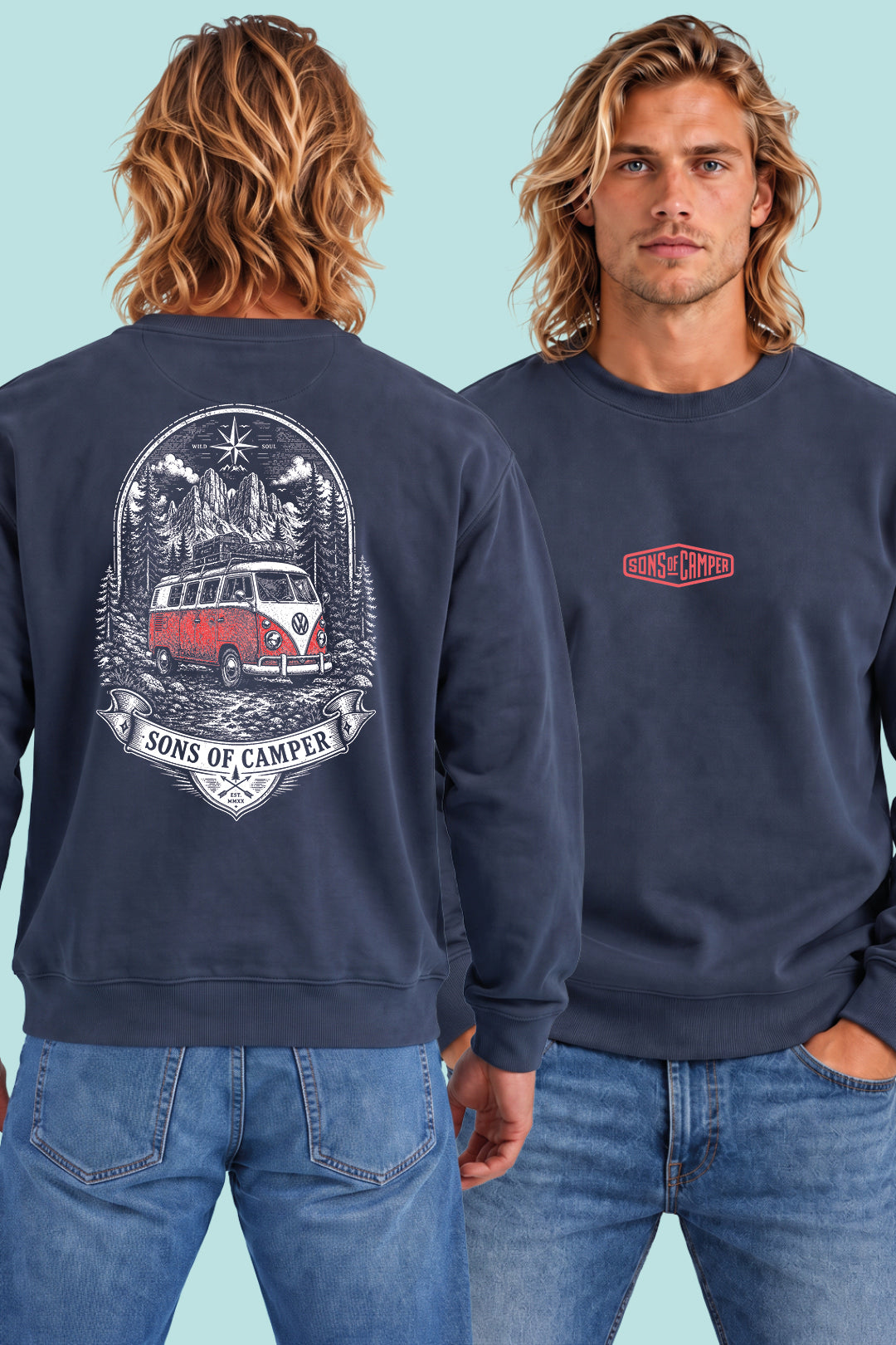 Sudadera Dolomitas Sons of Camper color Navy, vista hombre