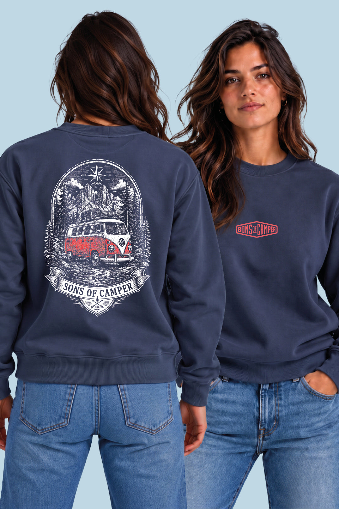 Sudadera Dolomitas Sons of Camper color Navy, vista mujer