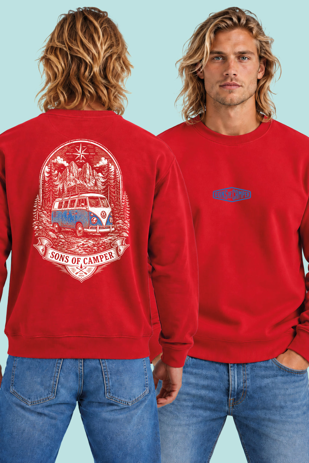 Sudadera Dolomitas Sons of Camper color Rojo, vista hombre