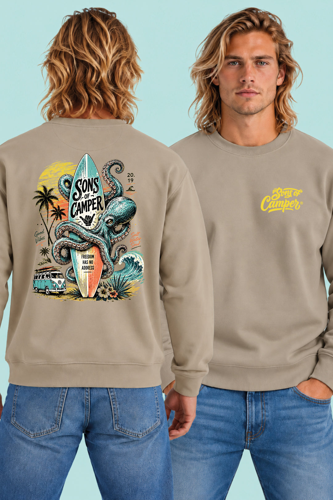 Sudadera Galicia Sons of Camper color Arena, vista hombre