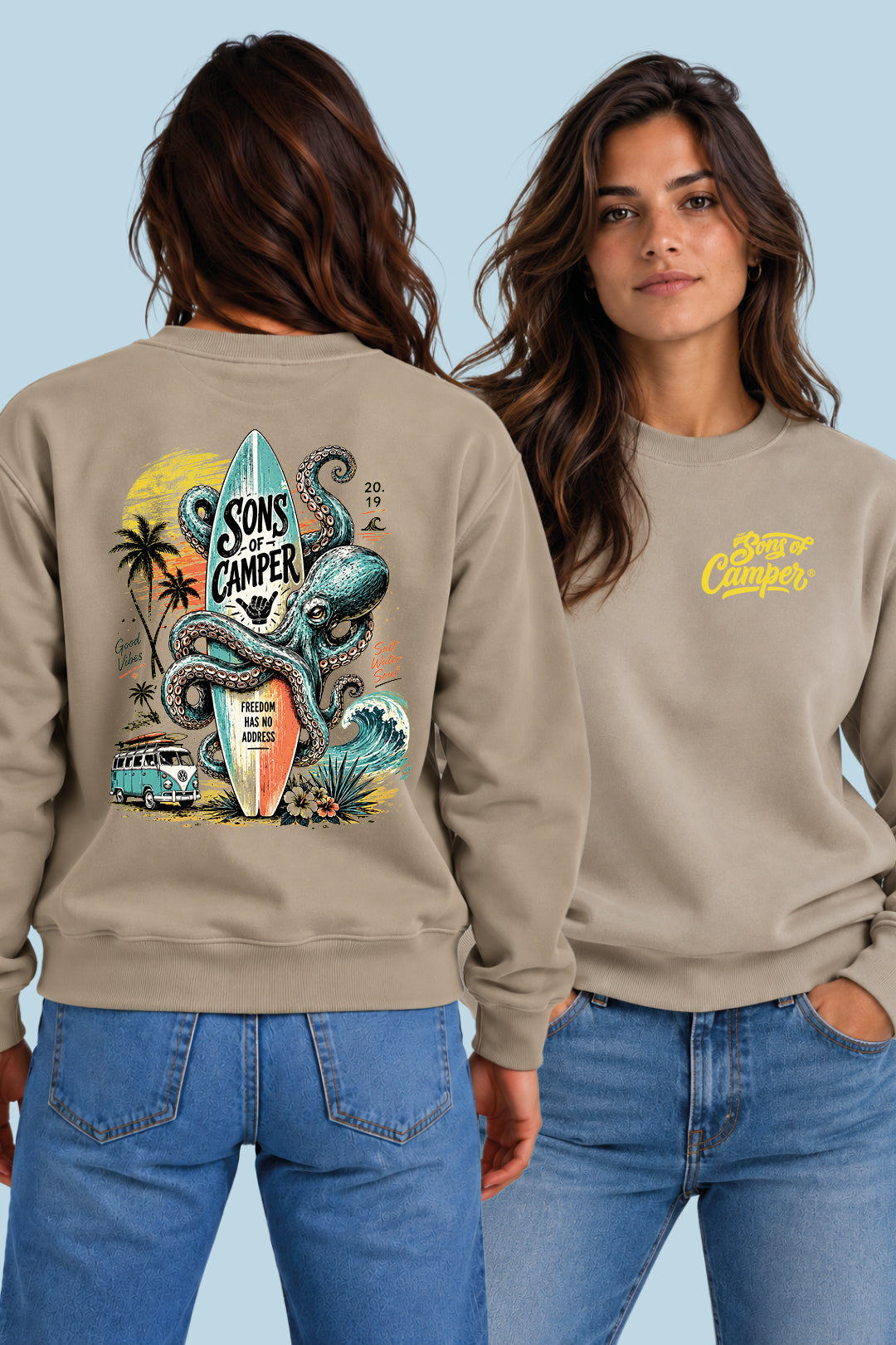 Sudadera Galicia Sons of Camper color Arena, vista mujer