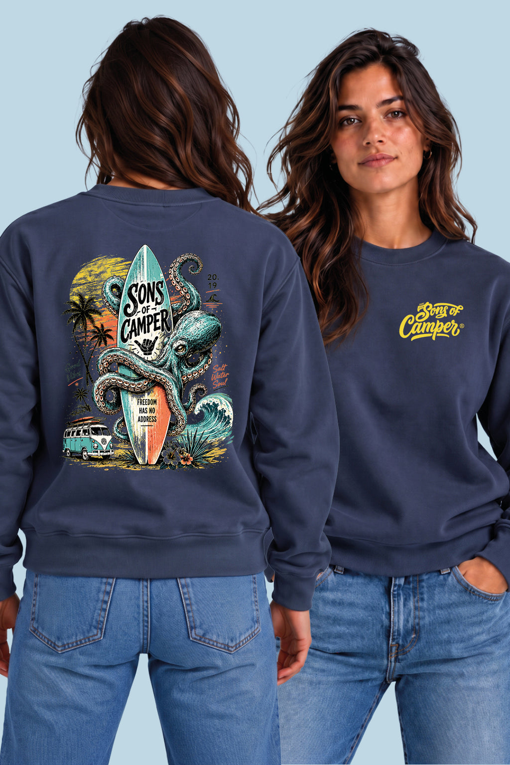 Sudadera Galicia Sons of Camper color Navy, vista mujer