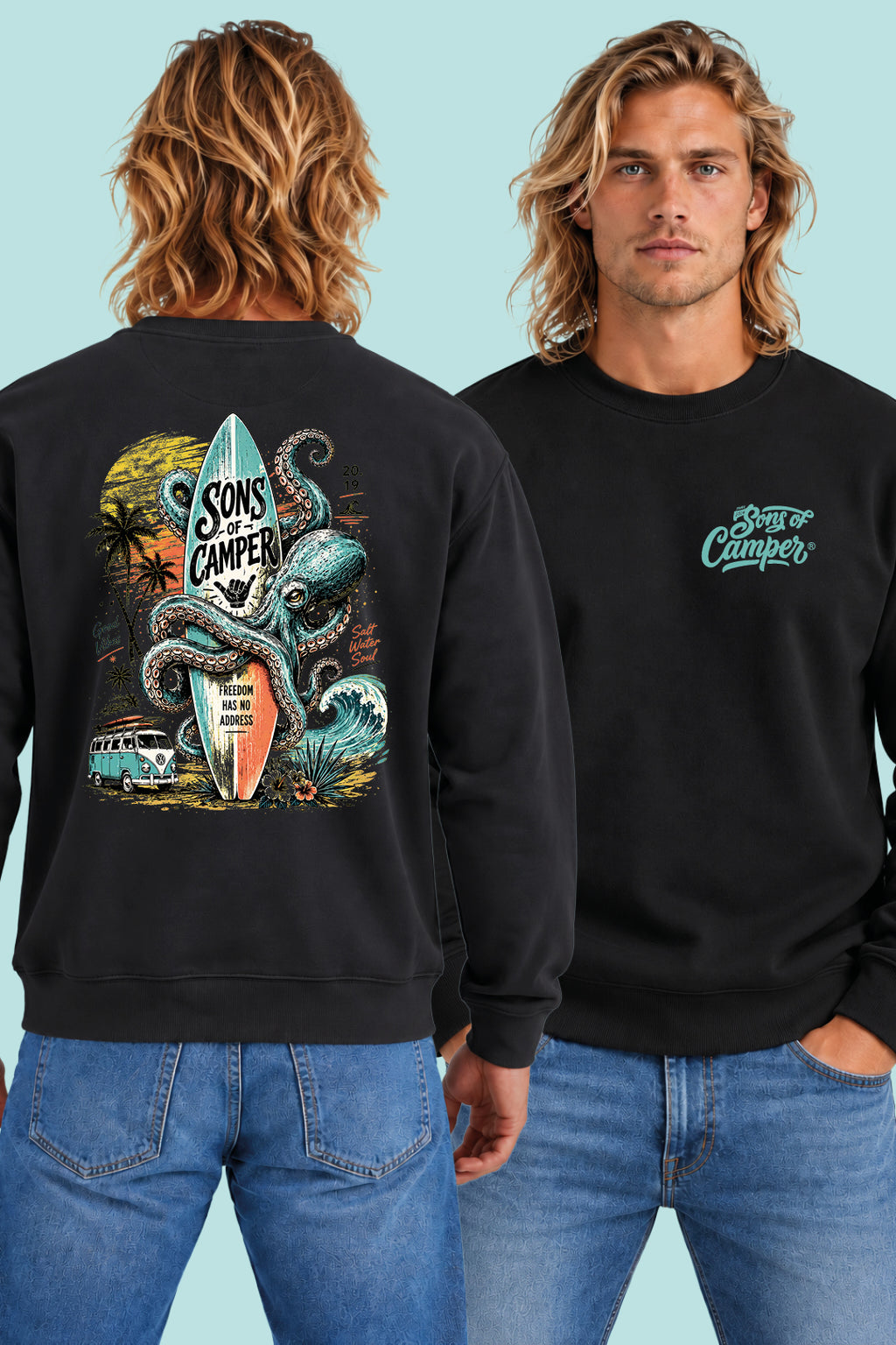 Sudadera Galicia Sons of Camper color Negro, vista hombre