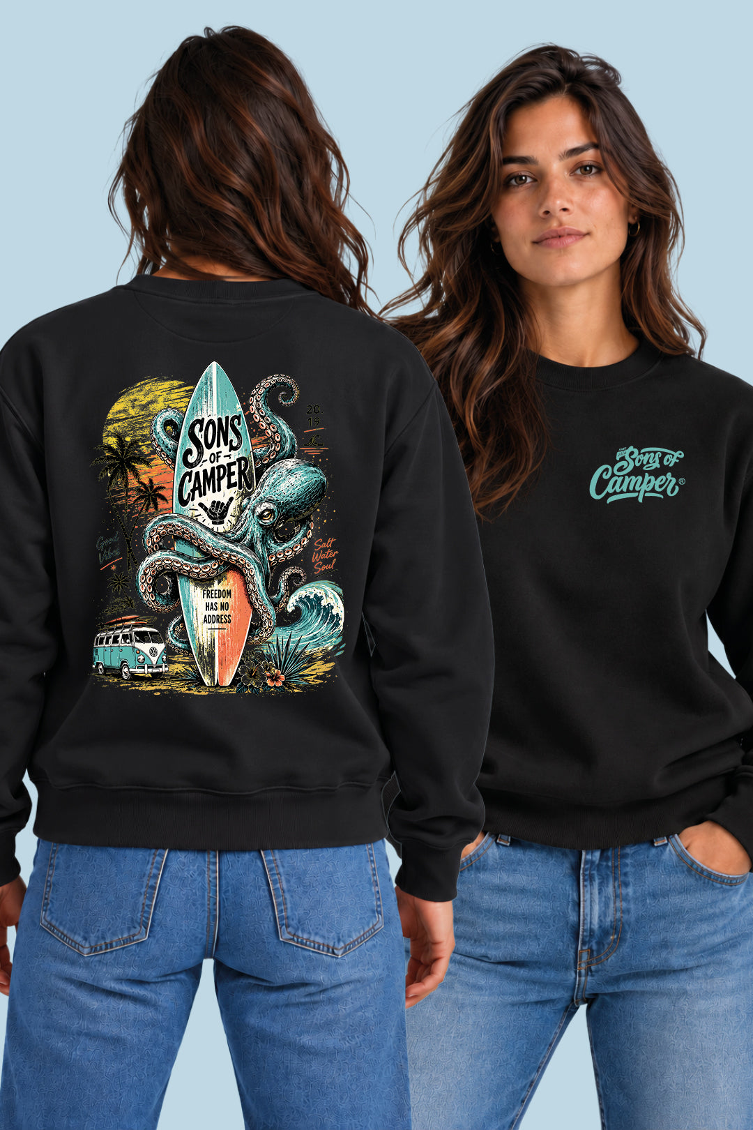 Sudadera Galicia Sons of Camper color Negro, vista mujer