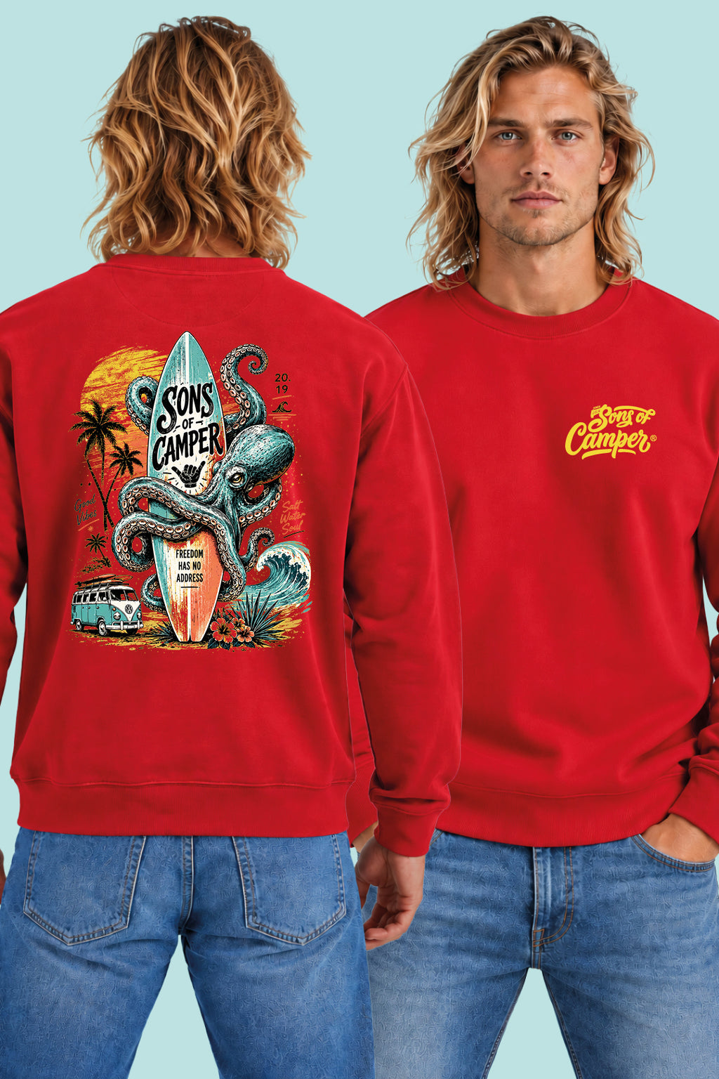 Sudadera Galicia Sons of Camper color Rojo, vista hombre