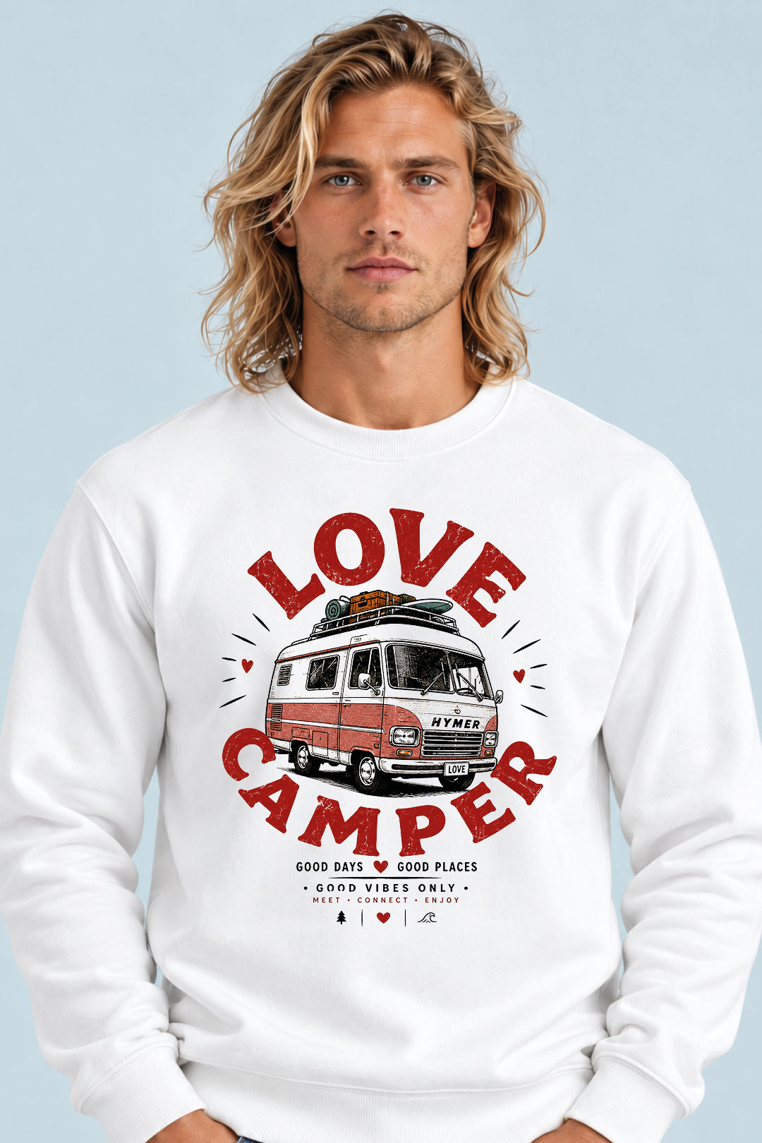 Sudadera Love Camper Hymer Classic Sons of Camper color Blanco, vista hombre