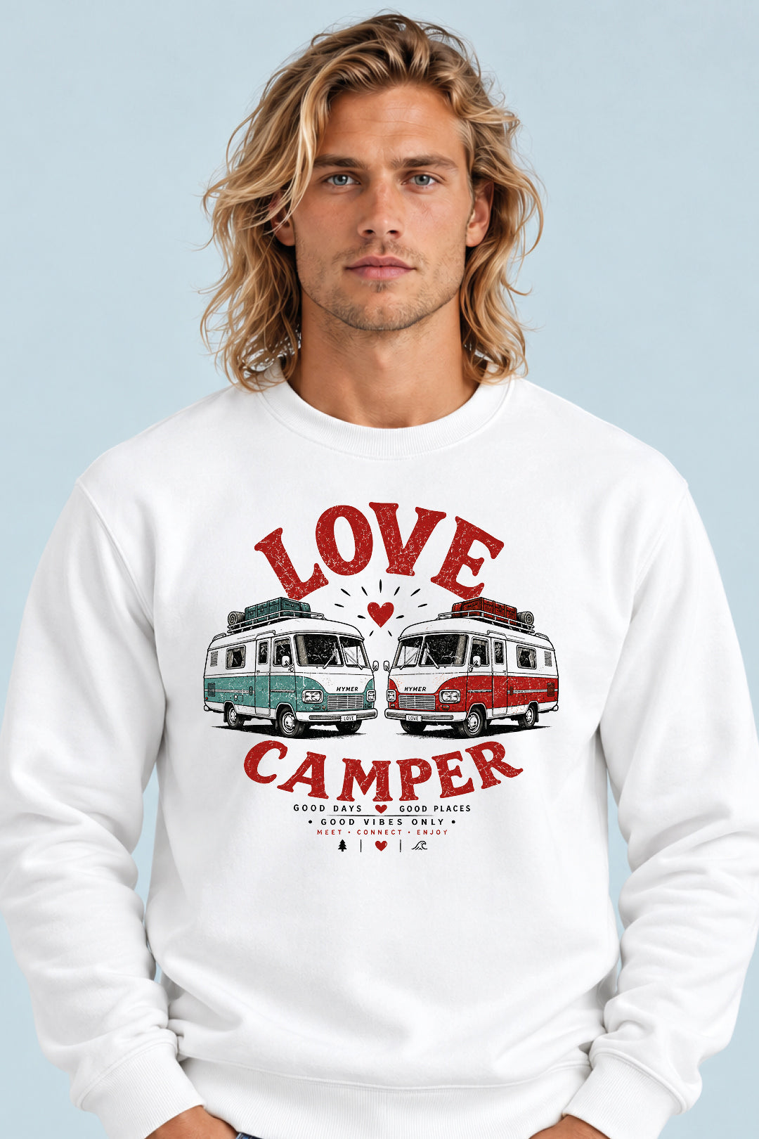 Sudadera Love Camper Hymer Dúo Sons of Camper color Blanco, vista hombre
