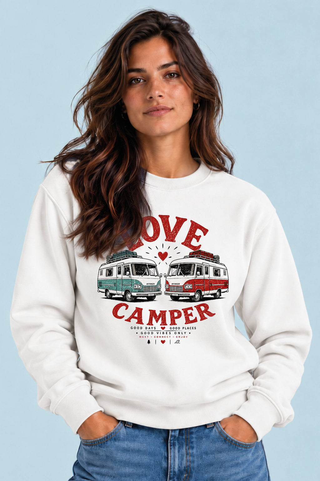Sudadera Love Camper Hymer Dúo Sons of Camper color Blanco, vista mujer
