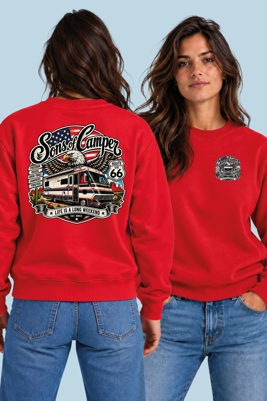 Sudadera Mario Sons of Camper color Rojo, vista mujer