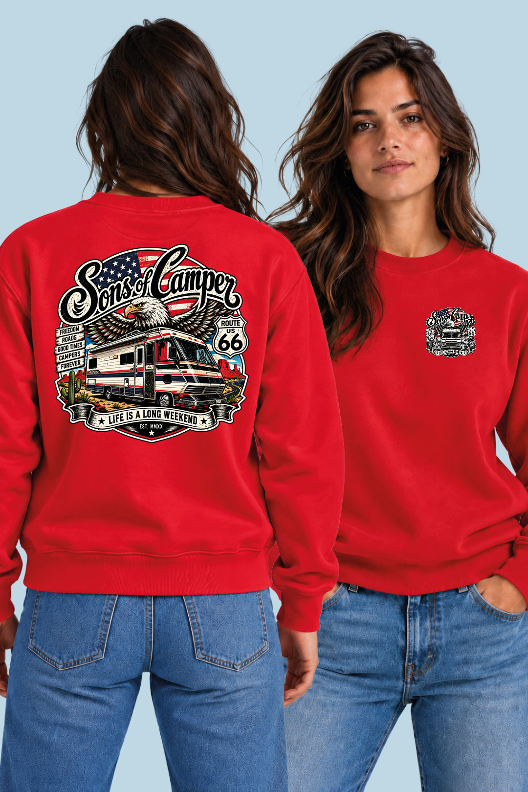 Sudadera Mario Sons of Camper color Rojo, vista mujer