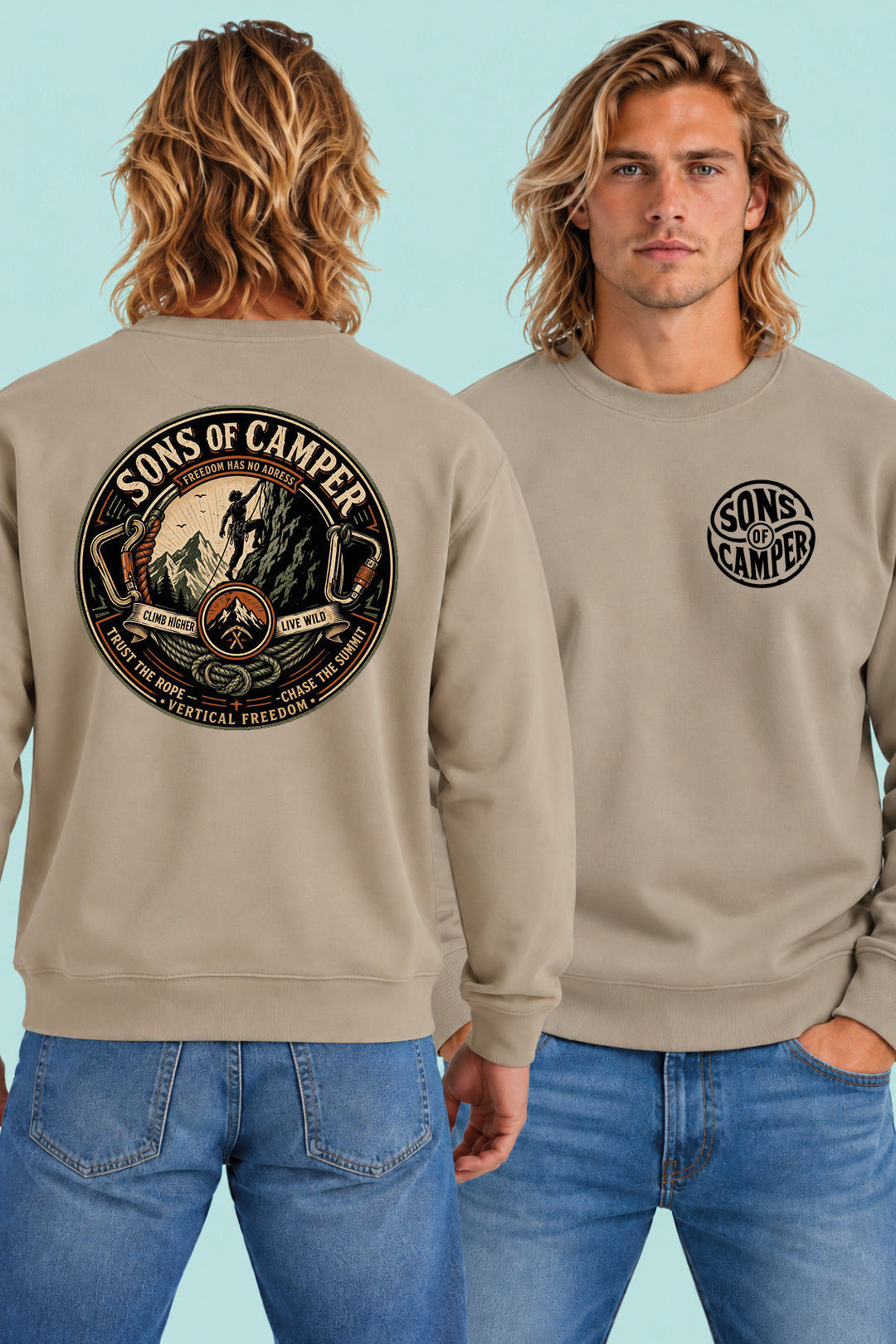 Sudadera Pirineos Sons of Camper color Arena, vista hombre