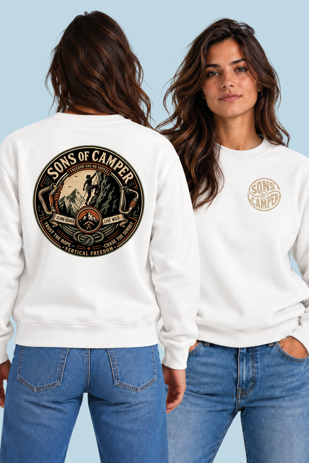 Sudadera Pirineos Sons of Camper color Blanco, vista mujer