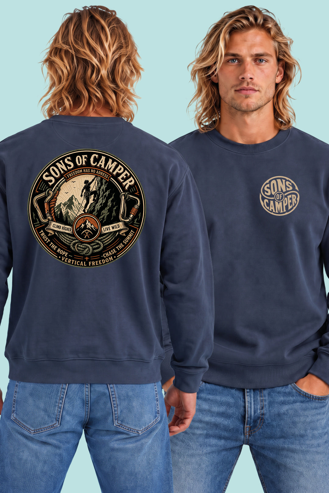 Sudadera Pirineos Sons of Camper color Navy, vista hombre